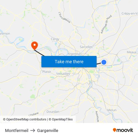 Montfermeil to Gargenville map