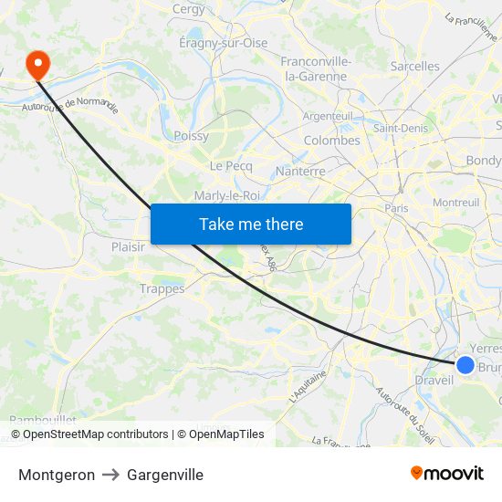 Montgeron to Gargenville map
