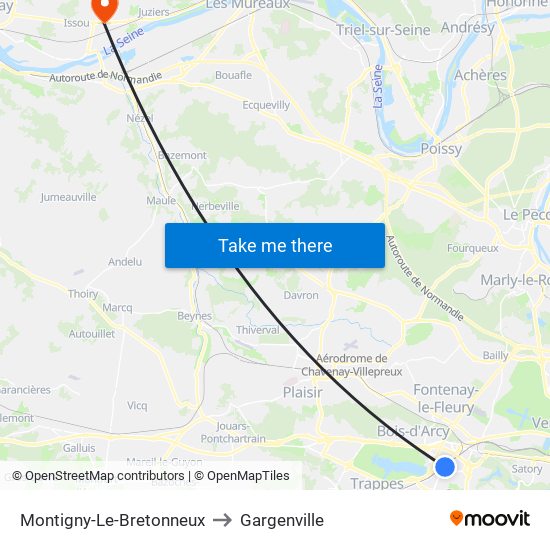 Montigny-Le-Bretonneux to Gargenville map