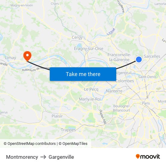 Montmorency to Gargenville map