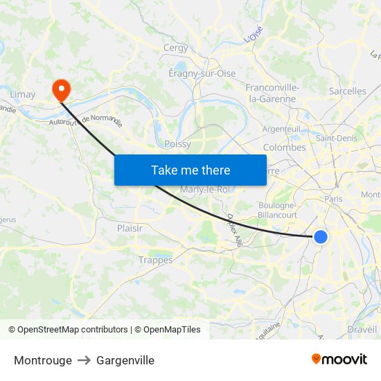 Montrouge to Gargenville map