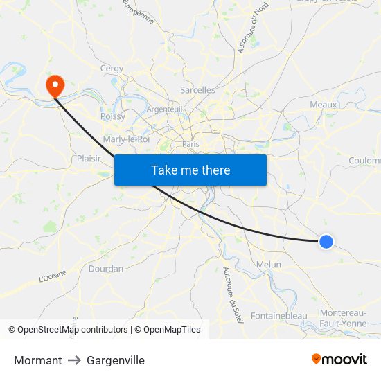 Mormant to Gargenville map