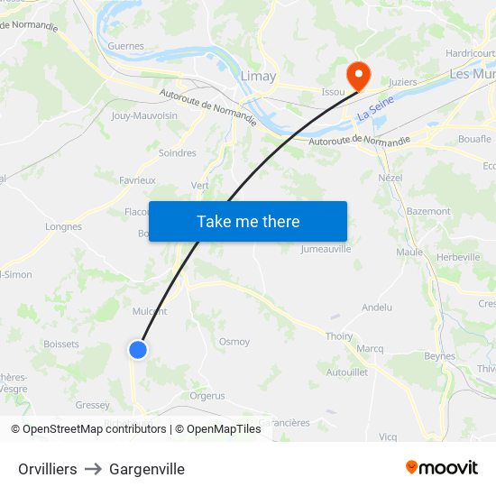 Orvilliers to Gargenville map