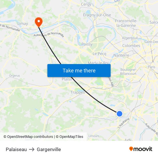 Palaiseau to Gargenville map