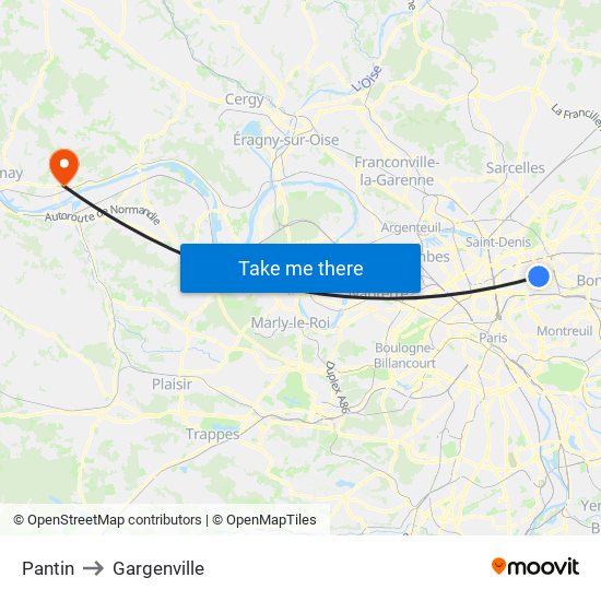 Pantin to Gargenville map