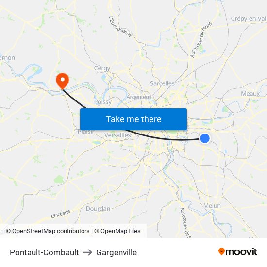 Pontault-Combault to Gargenville map