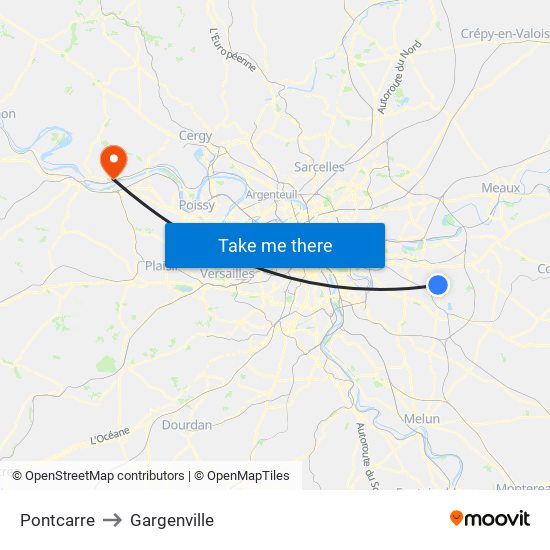 Pontcarre to Gargenville map