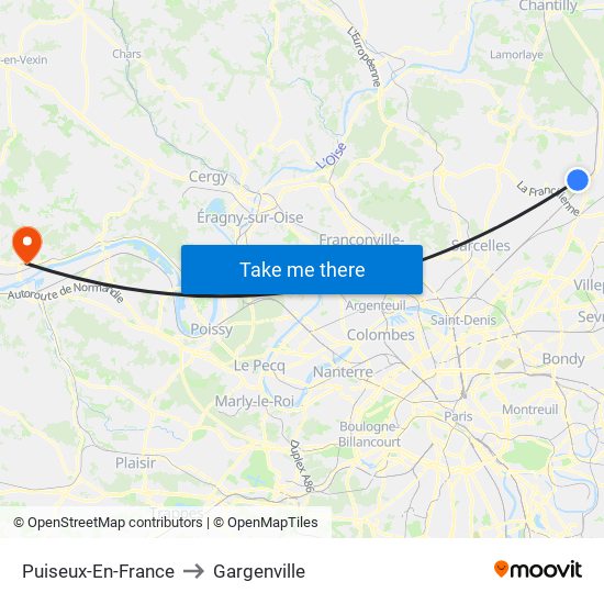 Puiseux-En-France to Gargenville map