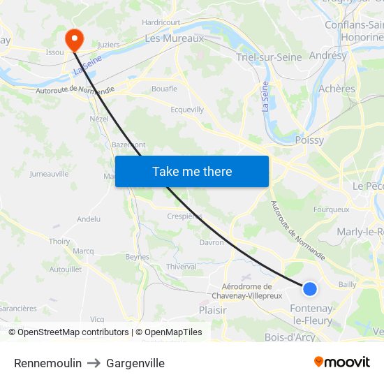 Rennemoulin to Gargenville map