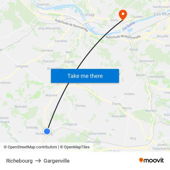 Richebourg to Gargenville map