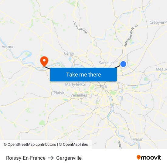 Roissy-En-France to Gargenville map