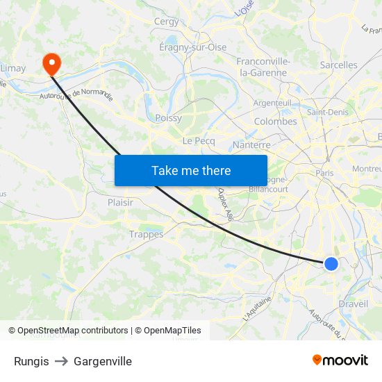 Rungis to Gargenville map