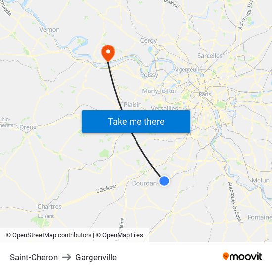 Saint-Cheron to Gargenville map