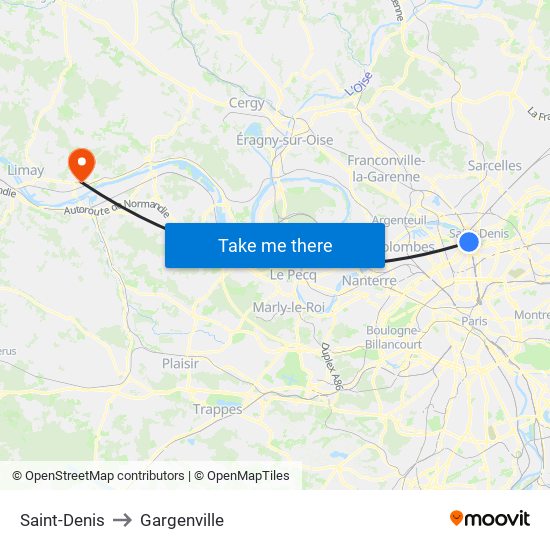 Saint-Denis to Gargenville map