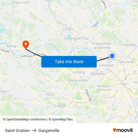 Saint-Gratien to Gargenville map