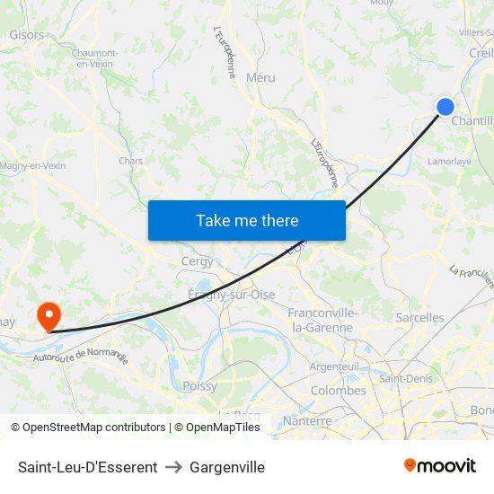 Saint-Leu-D'Esserent to Gargenville map