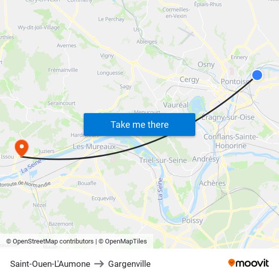 Saint-Ouen-L'Aumone to Gargenville map