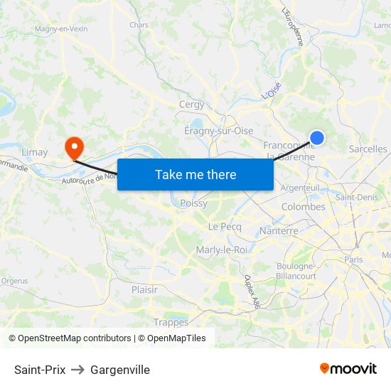 Saint-Prix to Gargenville map