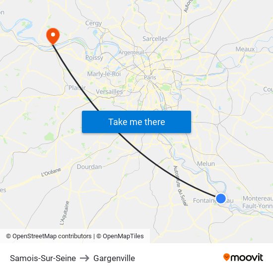 Samois-Sur-Seine to Gargenville map