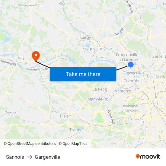 Sannois to Gargenville map
