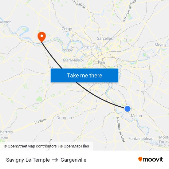 Savigny-Le-Temple to Gargenville map