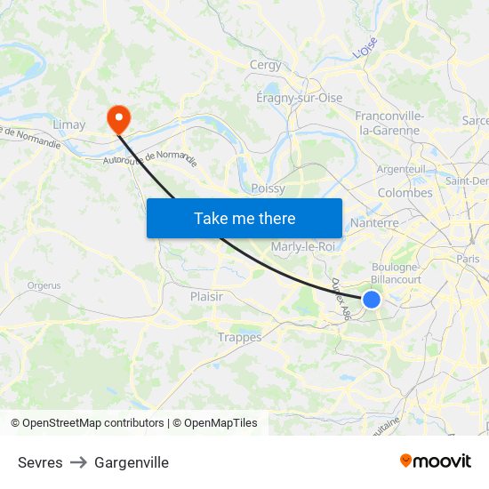 Sevres to Gargenville map