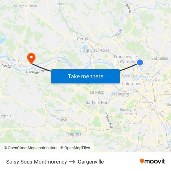 Soisy-Sous-Montmorency to Gargenville map