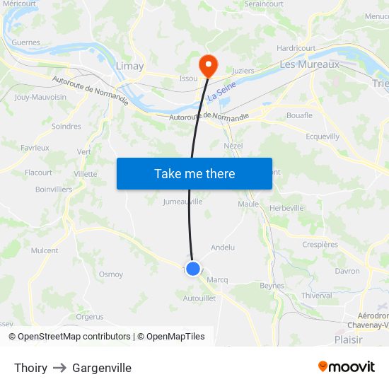 Thoiry to Gargenville map