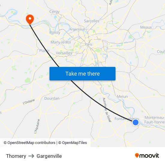 Thomery to Gargenville map