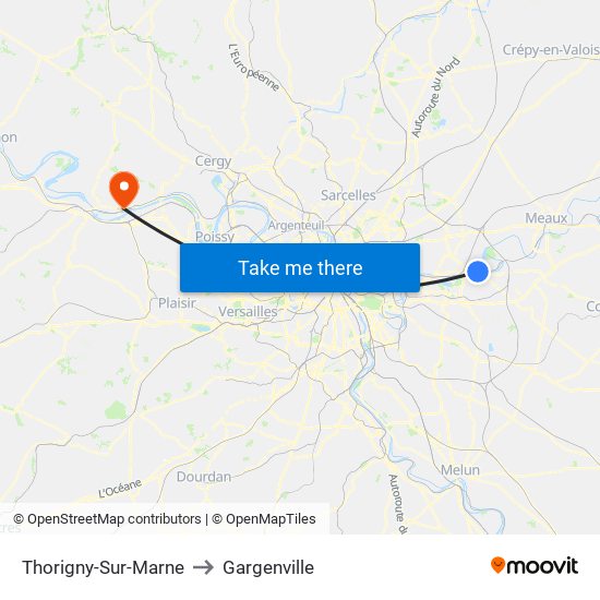 Thorigny-Sur-Marne to Gargenville map