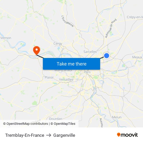 Tremblay-En-France to Gargenville map
