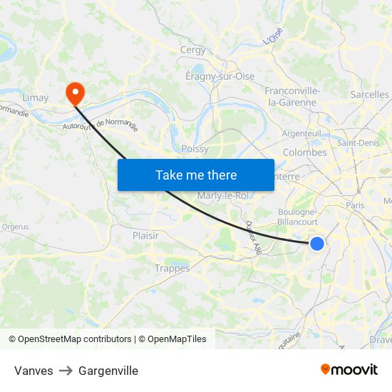 Vanves to Gargenville map