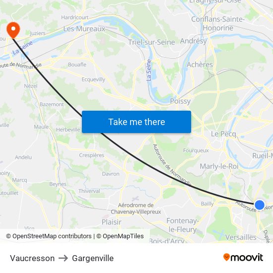 Vaucresson to Gargenville map