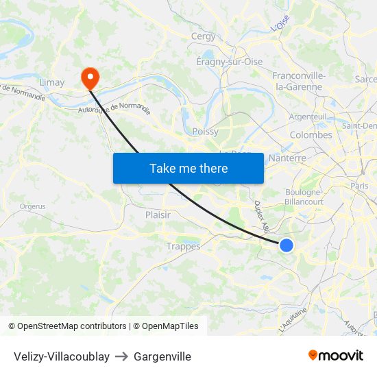 Velizy-Villacoublay to Gargenville map