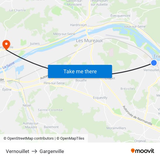 Vernouillet to Gargenville map
