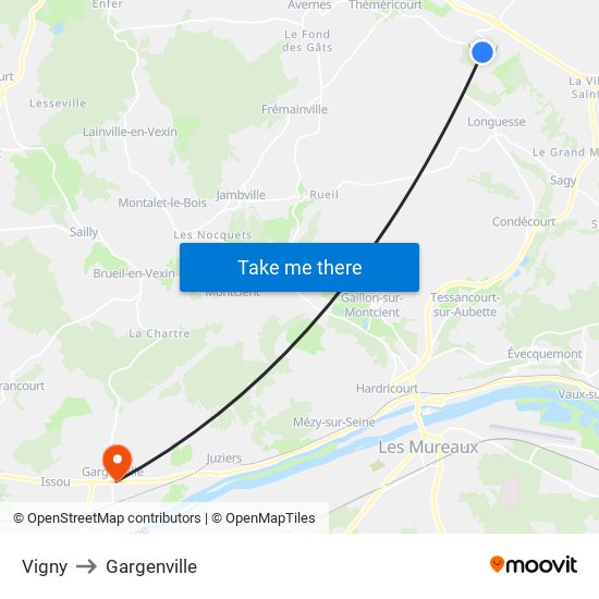 Vigny to Gargenville map