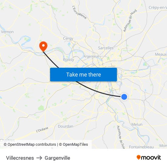 Villecresnes to Gargenville map