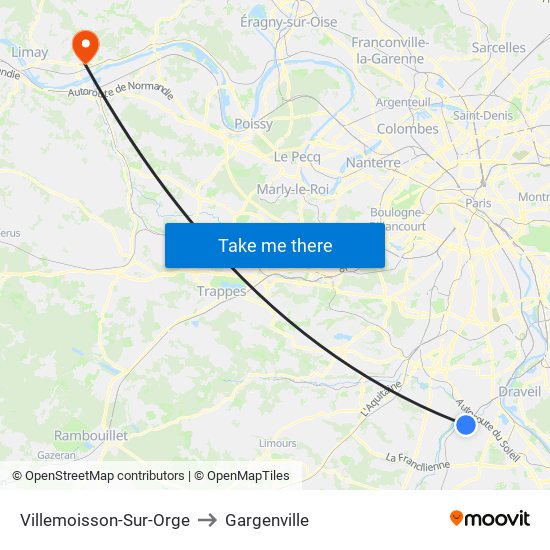 Villemoisson-Sur-Orge to Gargenville map