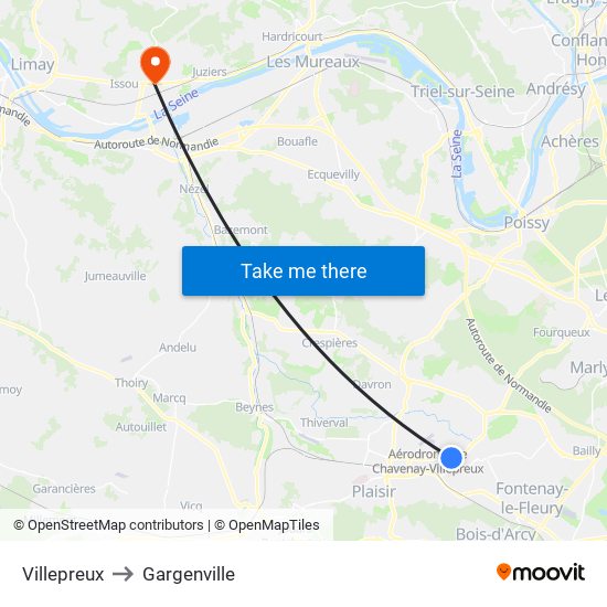 Villepreux to Gargenville map