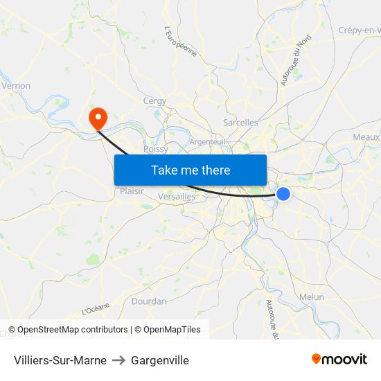 Villiers-Sur-Marne to Gargenville map