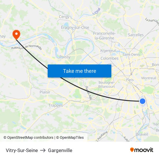 Vitry-Sur-Seine to Gargenville map