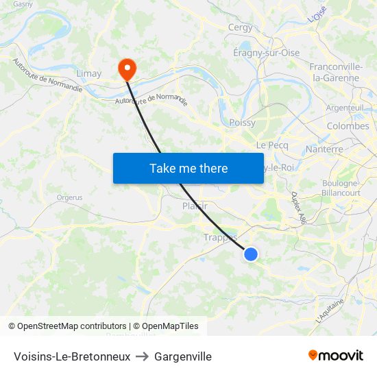 Voisins-Le-Bretonneux to Gargenville map