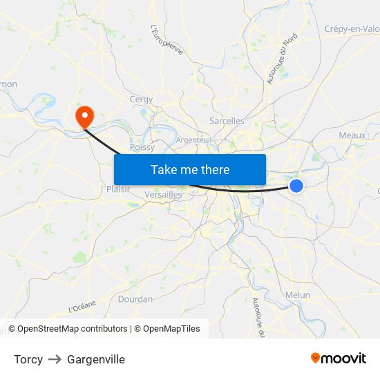 Torcy to Gargenville map