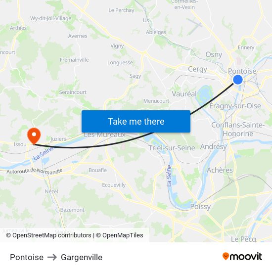 Pontoise to Gargenville map