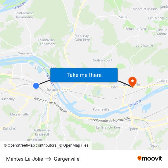 Mantes-La-Jolie to Gargenville map
