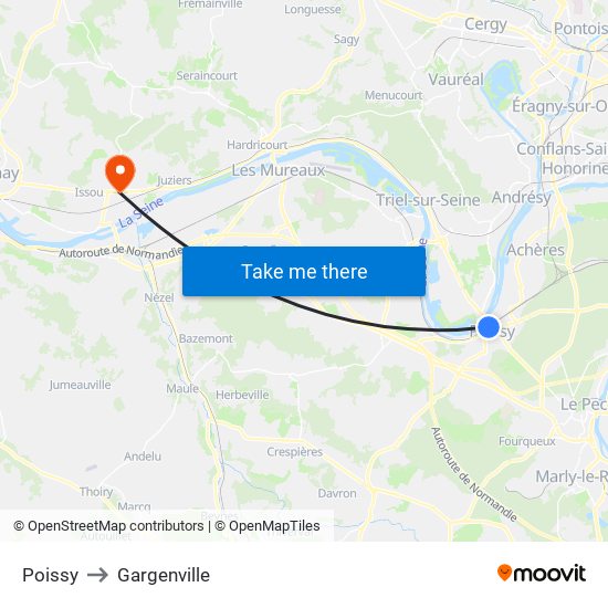 Poissy to Gargenville map