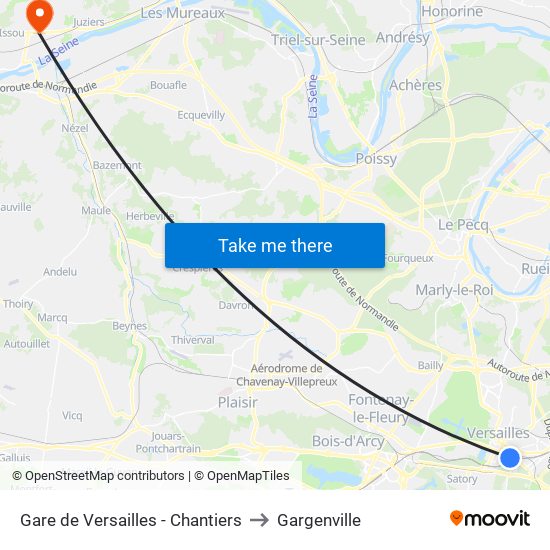 Gare de Versailles - Chantiers to Gargenville map