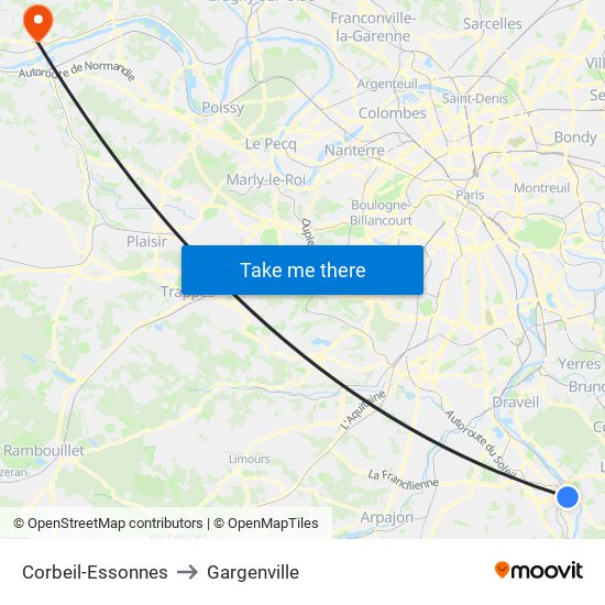 Corbeil-Essonnes to Gargenville map