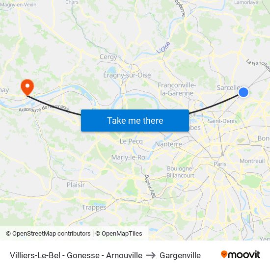 Villiers-Le-Bel - Gonesse - Arnouville to Gargenville map