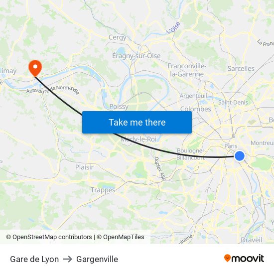 Gare de Lyon to Gargenville map